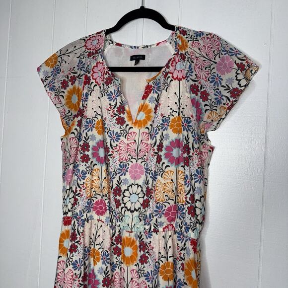 Talbots Women’s Smocked Dress Floral Tile Size 12 - Picture 4 of 6